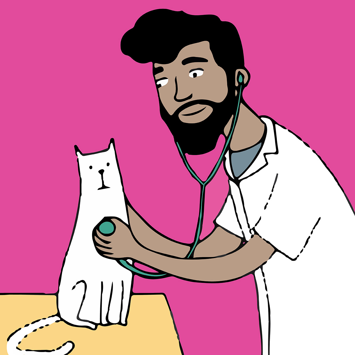 Cat and vet illustration